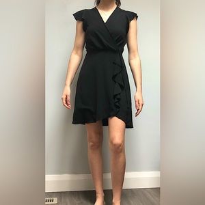 Monteau Ruffle Mini Black Dress